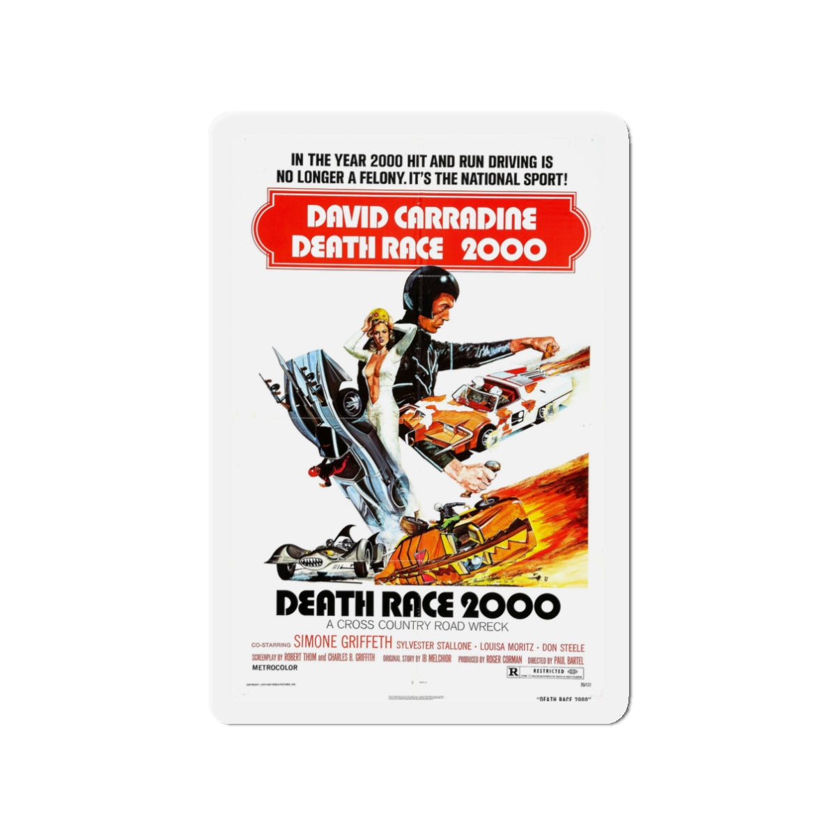 DEATH RACE 2000 1975 Movie Poster - Die-Cut Magnet-3" x 3"-The Sticker Space