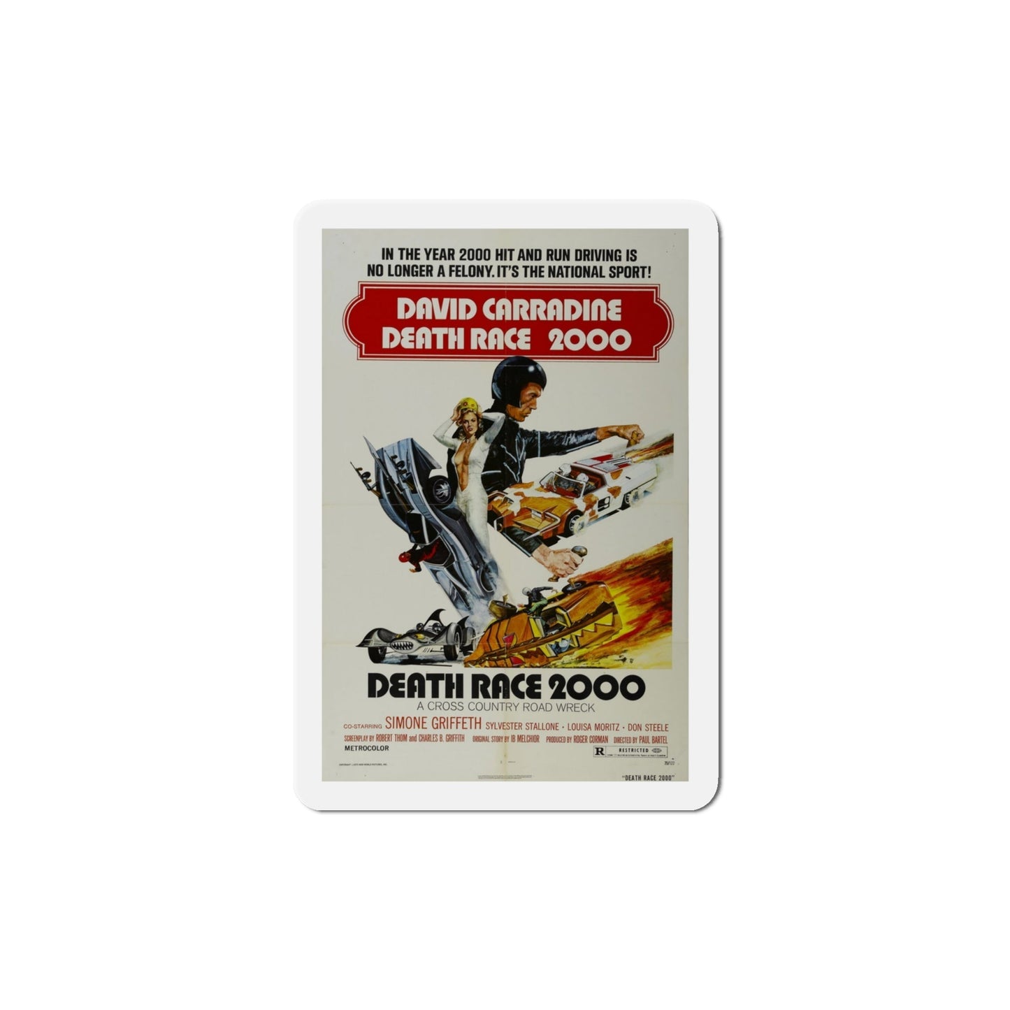 Death Race 2000 1975 Movie Poster Die-Cut Magnet-4 Inch-The Sticker Space