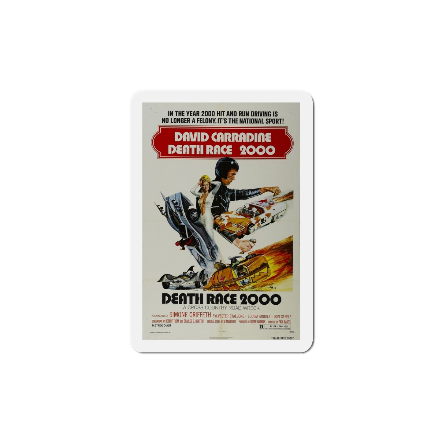 Death Race 2000 1975 Movie Poster Die-Cut Magnet-5 Inch-The Sticker Space