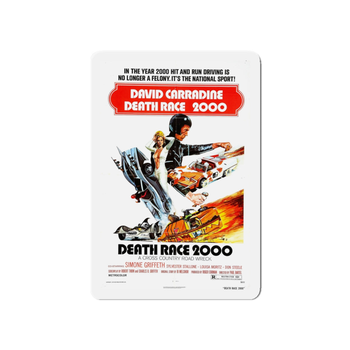 DEATH RACE 2000 1975 Movie Poster - Die-Cut Magnet-5" x 5"-The Sticker Space