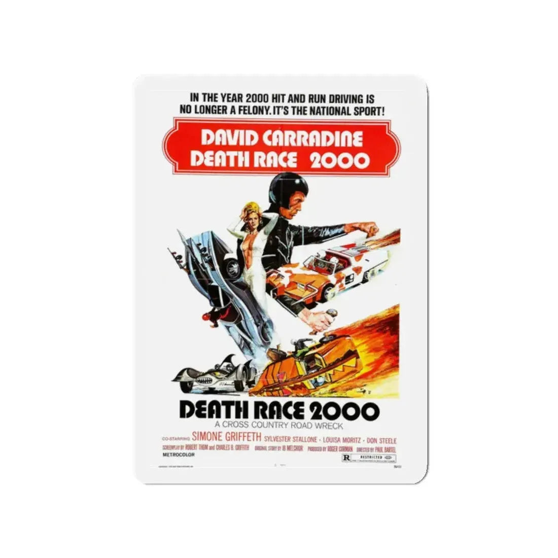 DEATH RACE 2000 1975 Movie Poster - Refrigerator Magnet 2 Inch - The Sticker Space