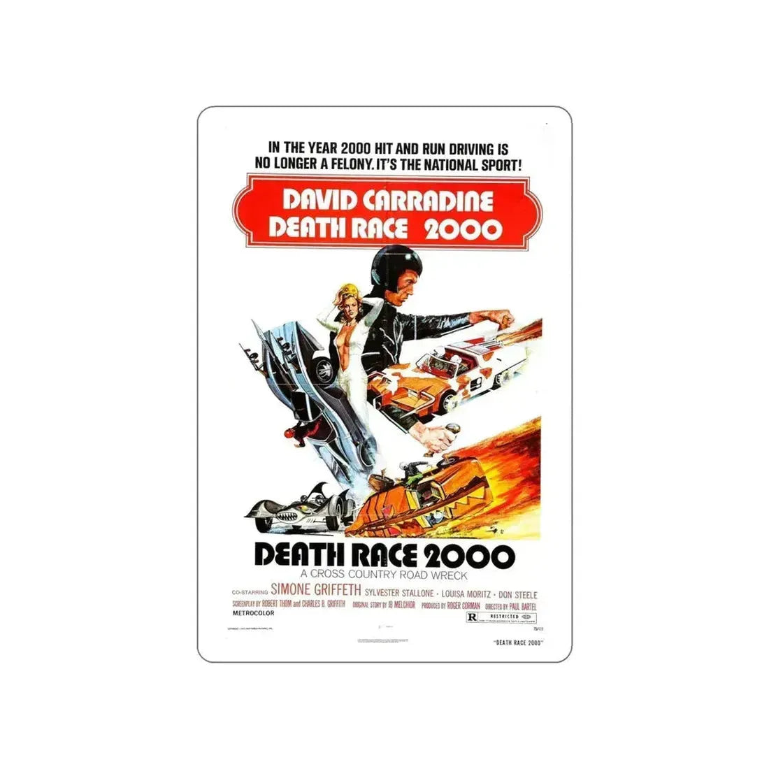 DEATH RACE 2000 1975 Movie Poster STICKER Vinyl Die-Cut Decal 6 Inch - The Sticker Space