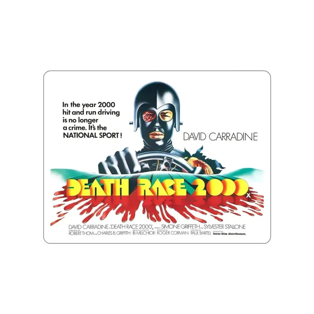 DEATH RACE 2000 (2) 1975 Movie Poster STICKER Vinyl Die-Cut Decal - The Sticker Space