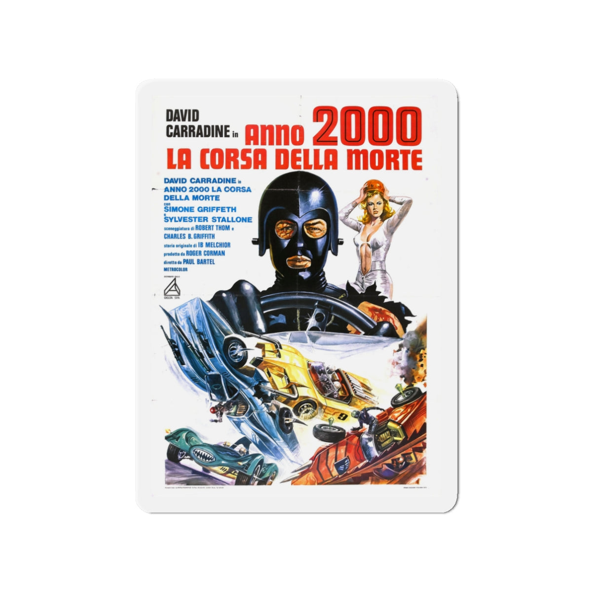 DEATH RACE 2000 (italian) 1975 Movie Poster - Die-Cut Magnet-3" x 3"-The Sticker Space