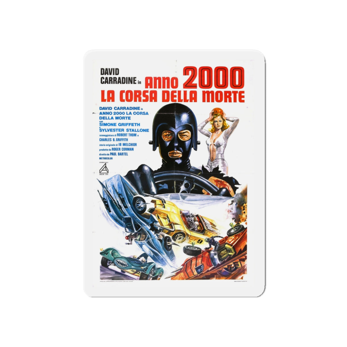 DEATH RACE 2000 (italian) 1975 Movie Poster - Die-Cut Magnet-5" x 5"-The Sticker Space