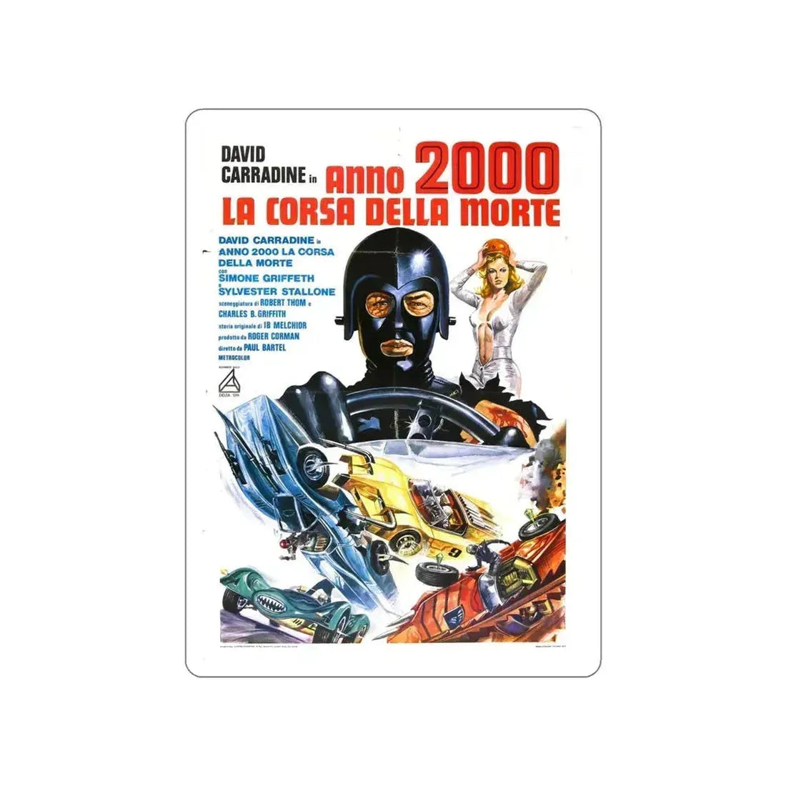 DEATH RACE 2000 (italian) 1975 Movie Poster STICKER Vinyl Die-Cut Decal 5 Inch - The Sticker Space