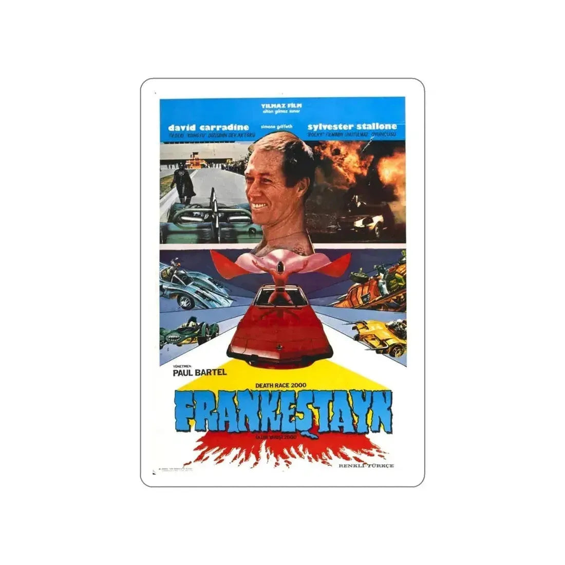 DEATH RACE 2000 (TURKISH) 1975 Movie Poster STICKER Vinyl Die-Cut Decal 4 Inch - The Sticker Space