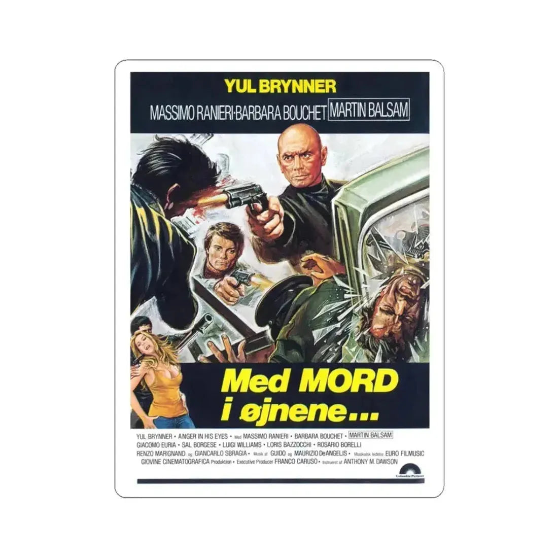 DEATH RAGE 1976 Movie Poster - STICKER Vinyl Kiss-Cut Decal 3 Inch White - The Sticker Space