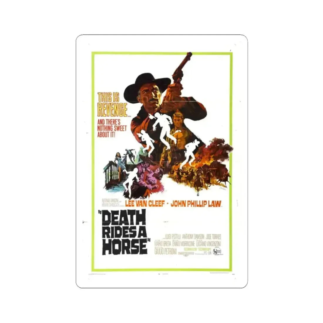 DEATH RIDES A HORSE 1967 Movie Poster - STICKER Vinyl Kiss-Cut Decal 2 Inch White - The Sticker Space