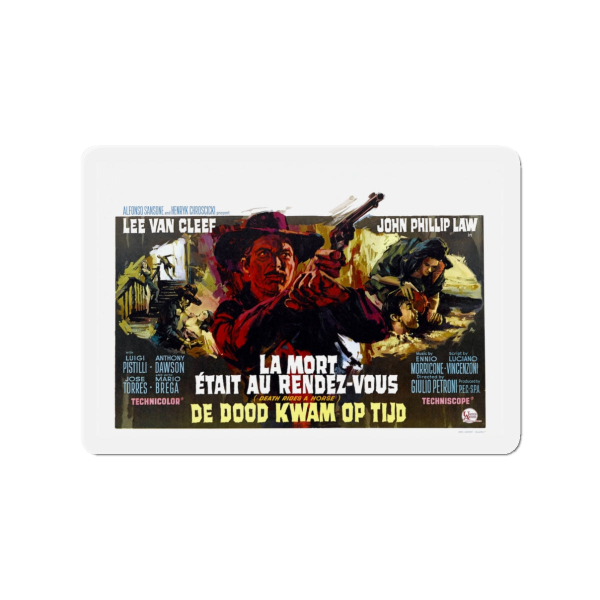 DEATH RIDES A HORSE (BELGIUM) 1967 Movie Poster - Die-Cut Magnet-3" x 3"-The Sticker Space