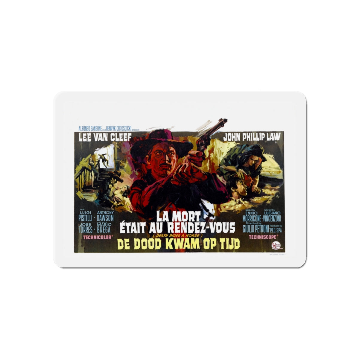 DEATH RIDES A HORSE (BELGIUM) 1967 Movie Poster - Die-Cut Magnet-6 × 6"-The Sticker Space