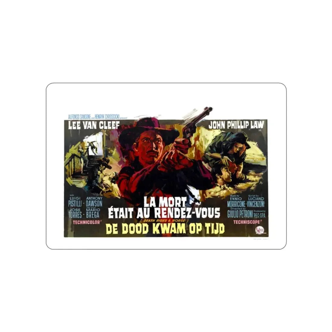 DEATH RIDES A HORSE (BELGIUM) 1967 Movie Poster STICKER Vinyl Die-Cut Decal - The Sticker Space