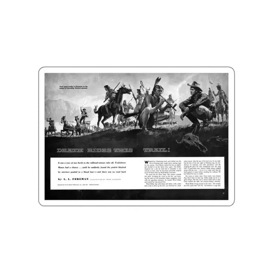 Death Rides This Trail, Adventure magazine, April 1959 (Magazine Illustration) STICKER Vinyl Die-Cut Decal White Die-Cut 2 Inch - The Sticker Space