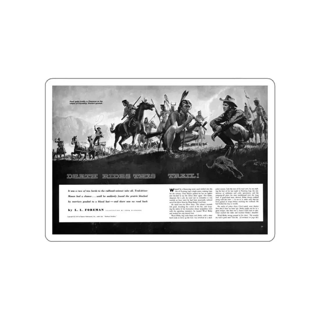 Death Rides This Trail, Adventure magazine, April 1959 (Magazine Illustration) STICKER Vinyl Die-Cut Decal White Die-Cut 6 Inch - The Sticker Space