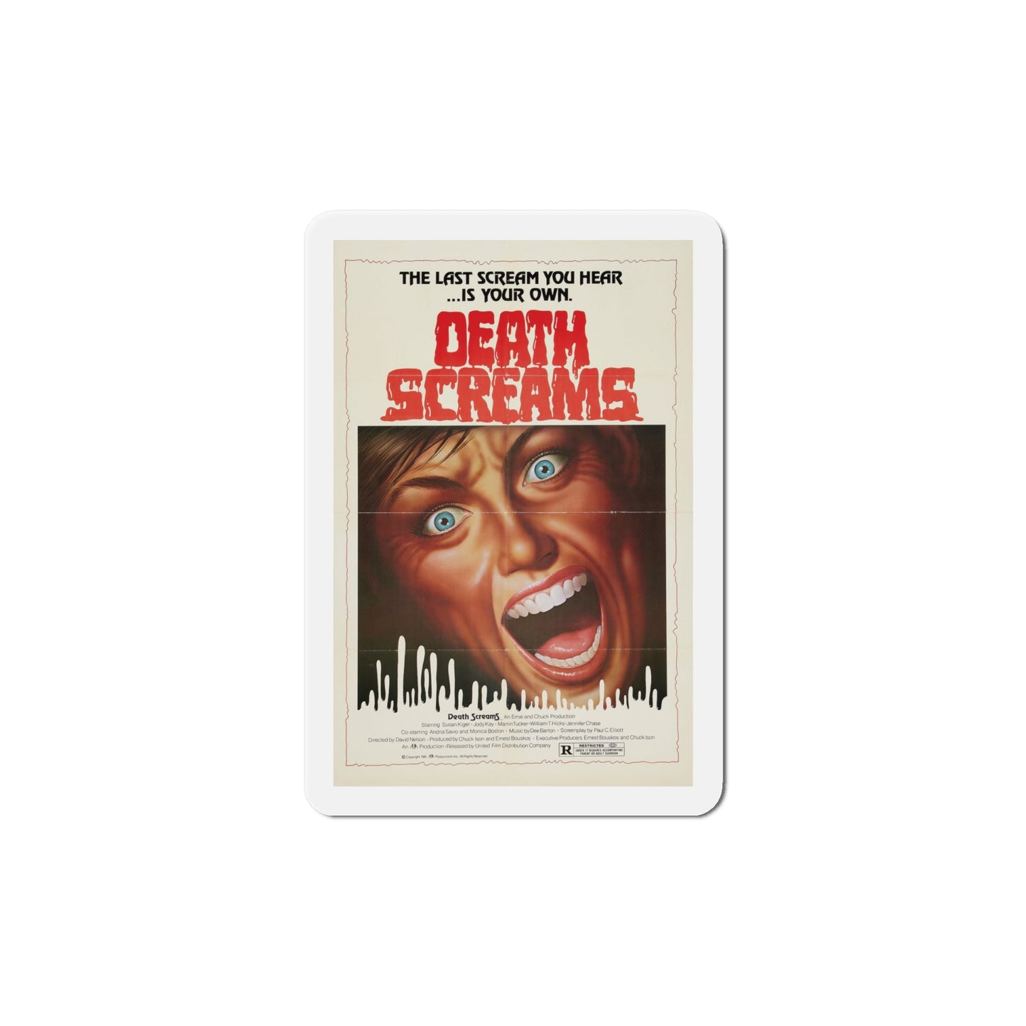 Death Screams 1982 Movie Poster Die-Cut Magnet-The Sticker Space