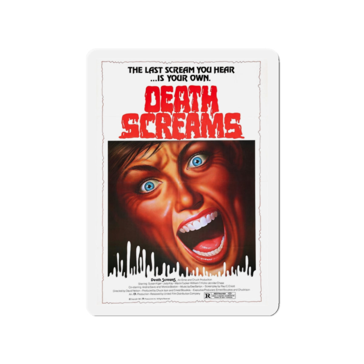 DEATH SCREAMS (HOUSE OF DEATH) 1982 Movie Poster - Die-Cut Magnet-2" x 2"-The Sticker Space