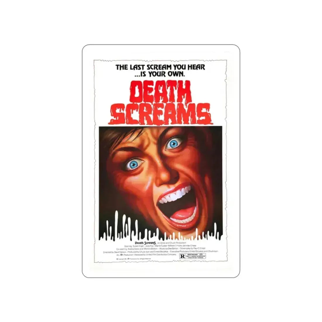DEATH SCREAMS (HOUSE OF DEATH) 1982 Movie Poster STICKER Vinyl Die-Cut Decal 2 Inch - The Sticker Space