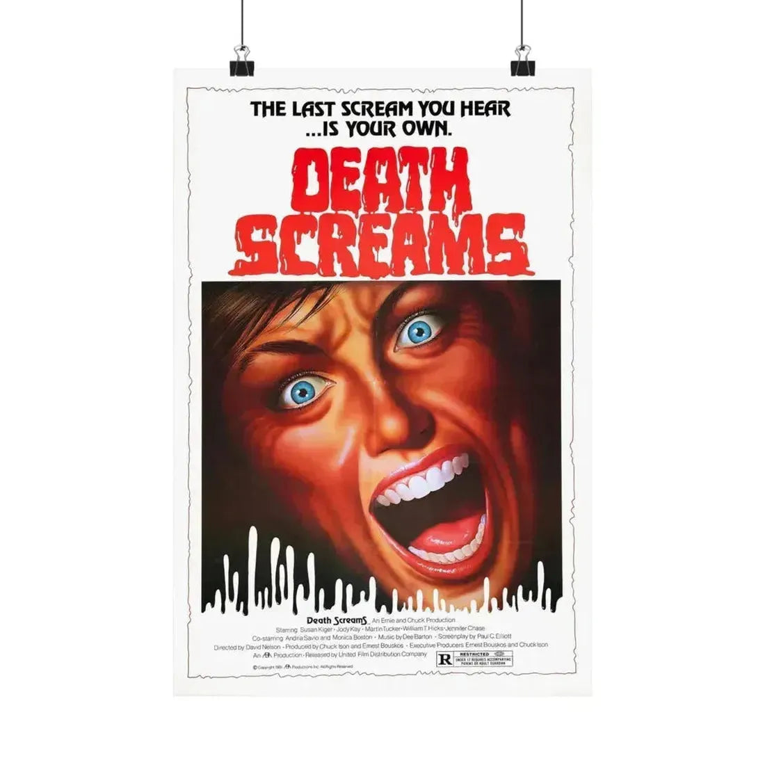 DEATH SCREAMS (HOUSE OF DEATH) 1982 - Paper Movie Poster 12″ x 18″ Matte - The Sticker Space