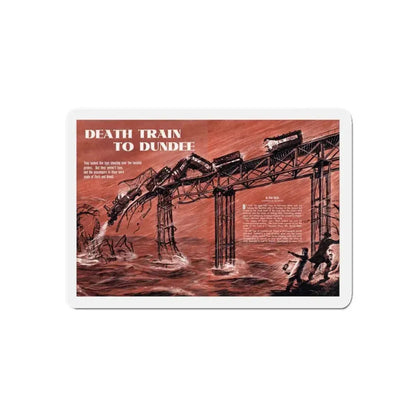 Death Train to Dundee, Stag magazine, November 1957 (Magazine Illustration) Refrigerator Magnet 4 Inch Die-Cut - The Sticker Space
