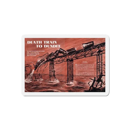 Death Train to Dundee, Stag magazine, November 1957 (Magazine Illustration) Refrigerator Magnet 5 Inch Die-Cut - The Sticker Space