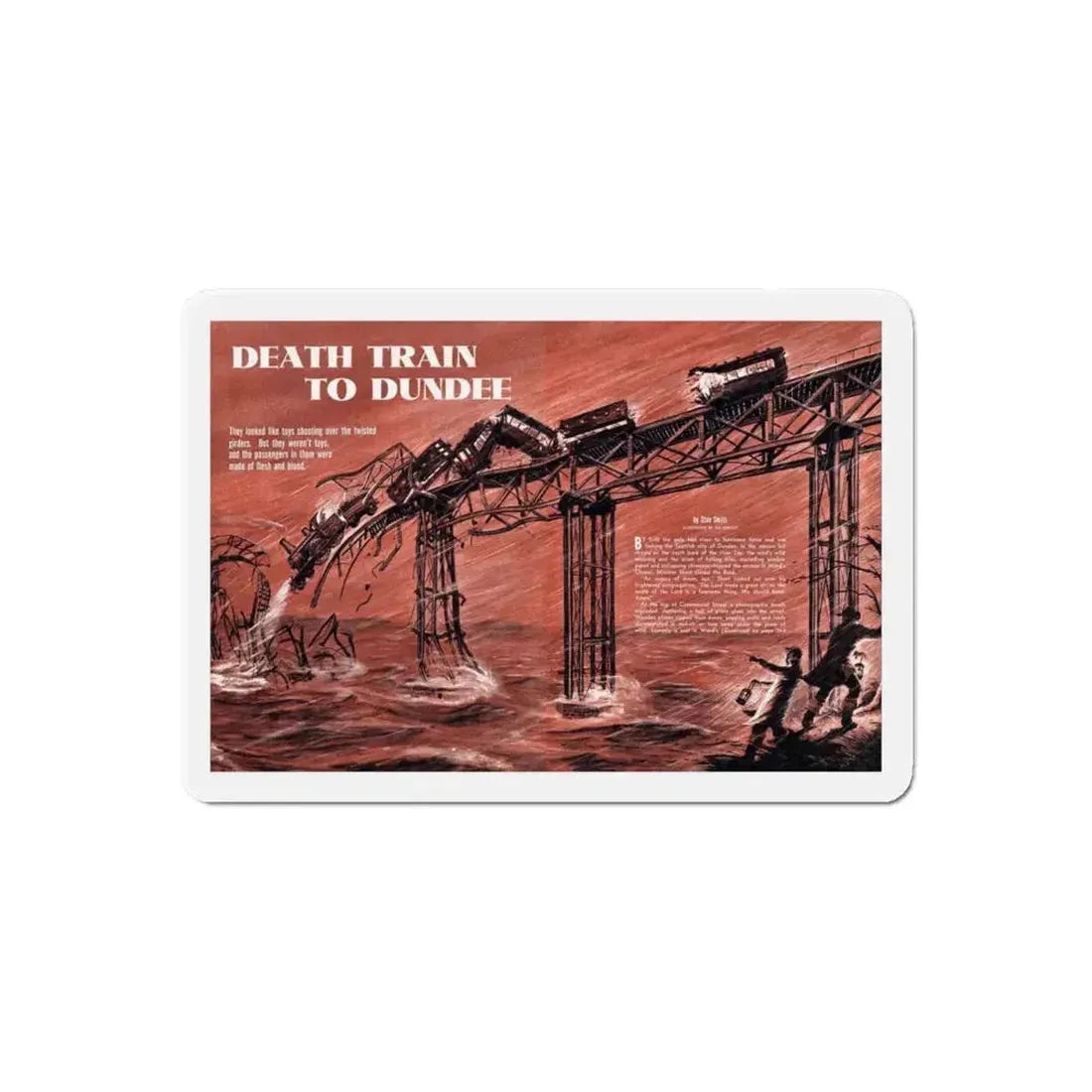 Death Train to Dundee, Stag magazine, November 1957 (Magazine Illustration) Refrigerator Magnet - The Sticker Space
