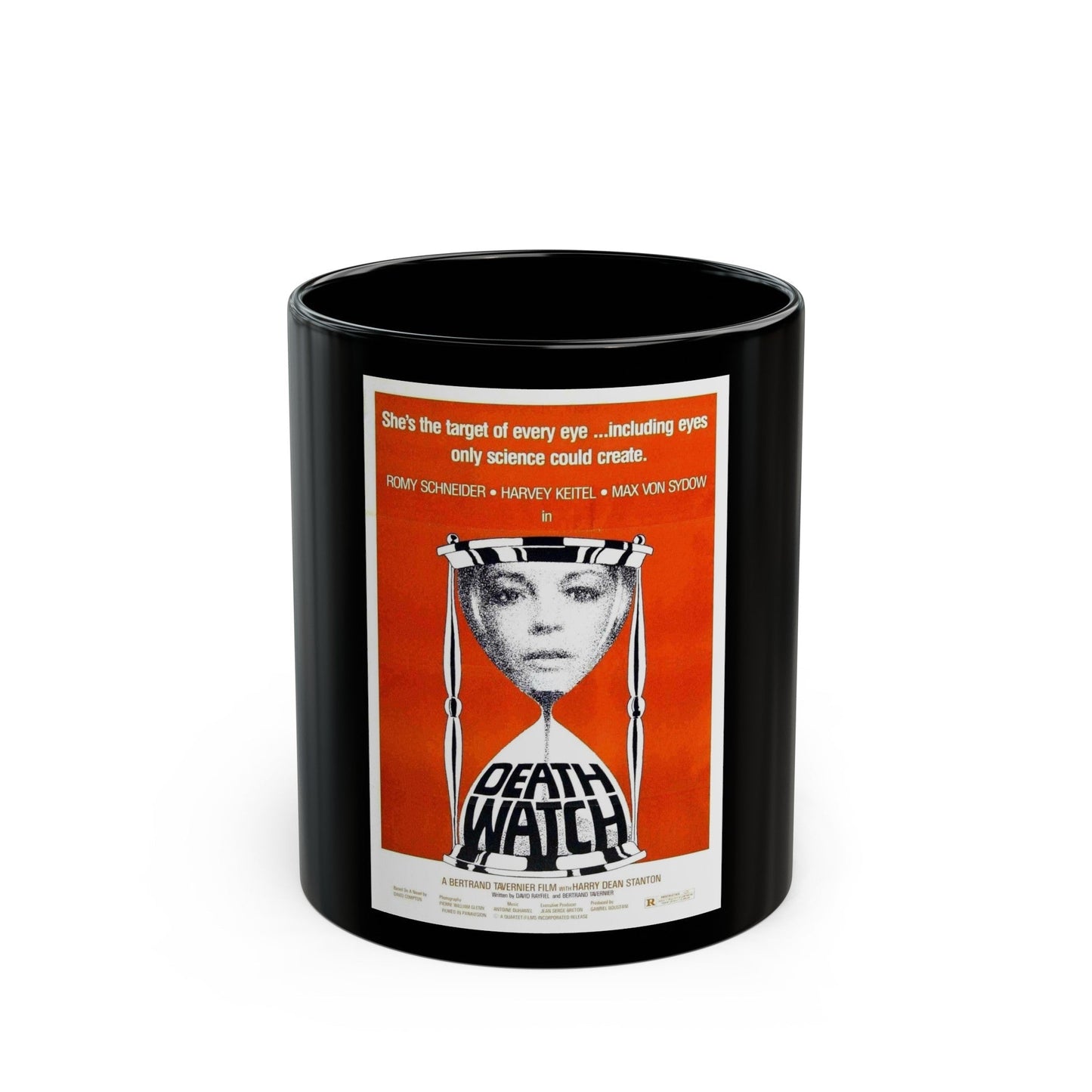 DEATH WATCH 1980 Movie Poster - Black Coffee Mug-11oz-The Sticker Space