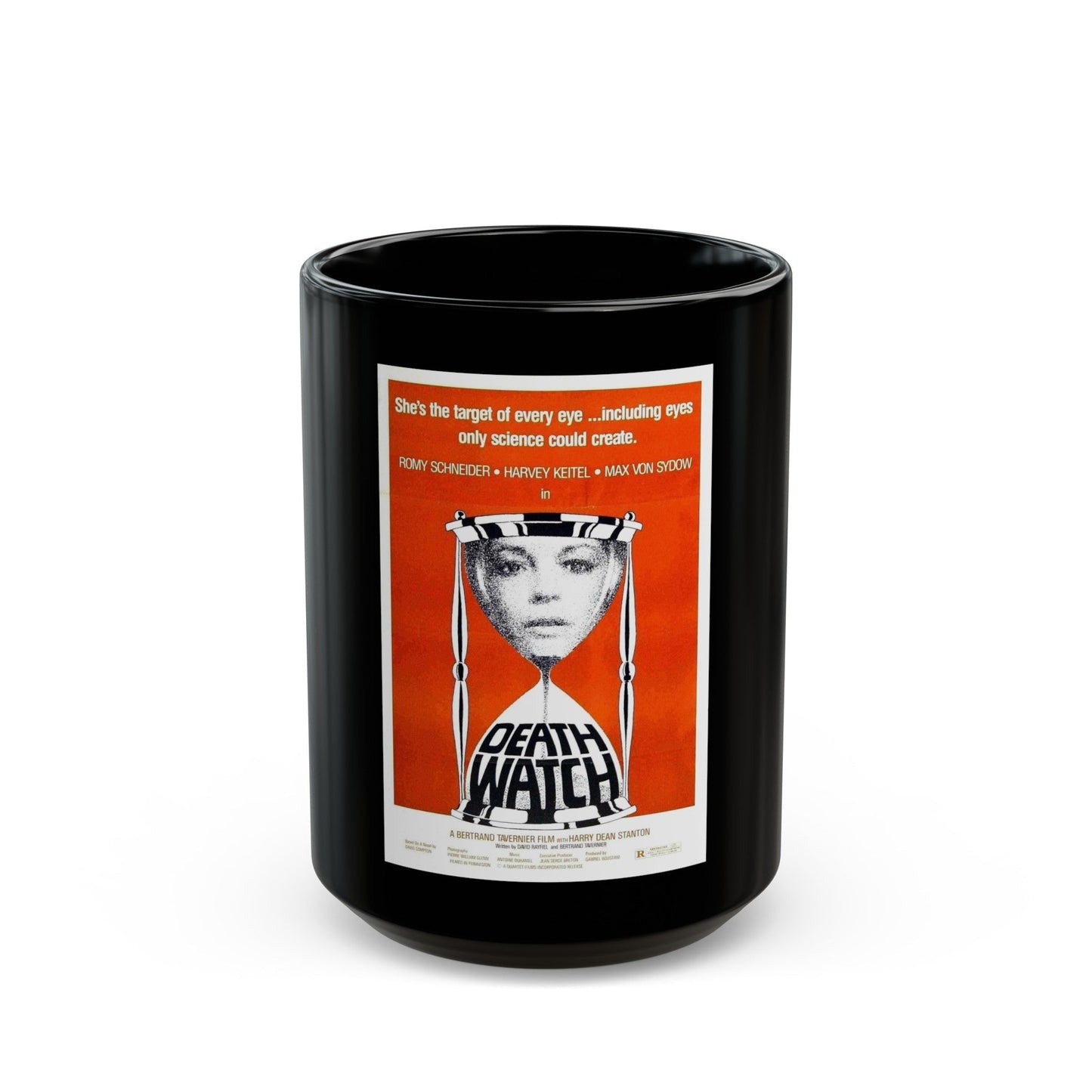 DEATH WATCH 1980 Movie Poster - Black Coffee Mug-15oz-The Sticker Space