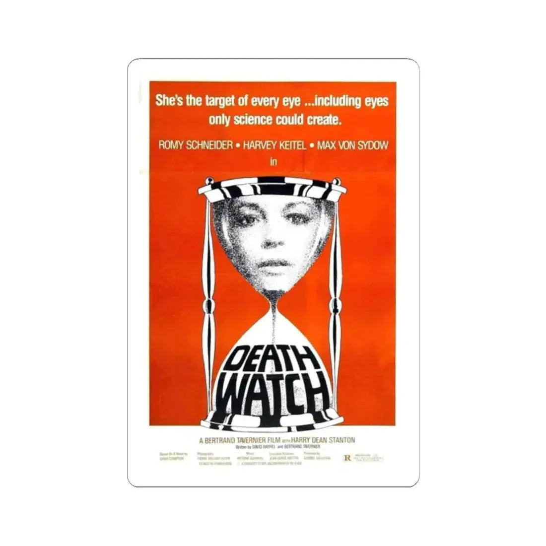 DEATH WATCH 1980 Movie Poster - STICKER Vinyl Kiss-Cut Decal 2 Inch White - The Sticker Space