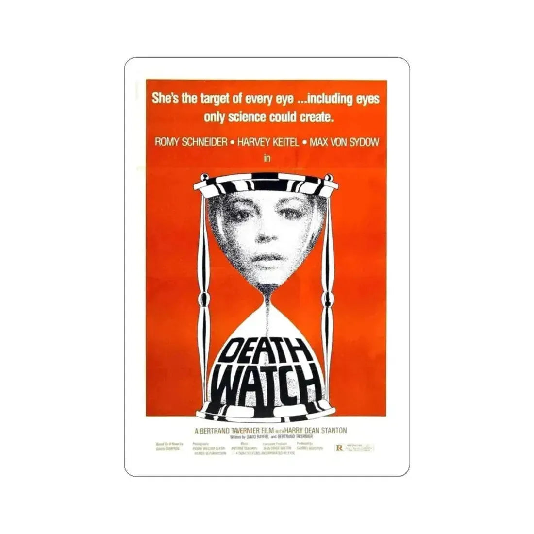 DEATH WATCH 1980 Movie Poster - STICKER Vinyl Kiss-Cut Decal 3 Inch White - The Sticker Space