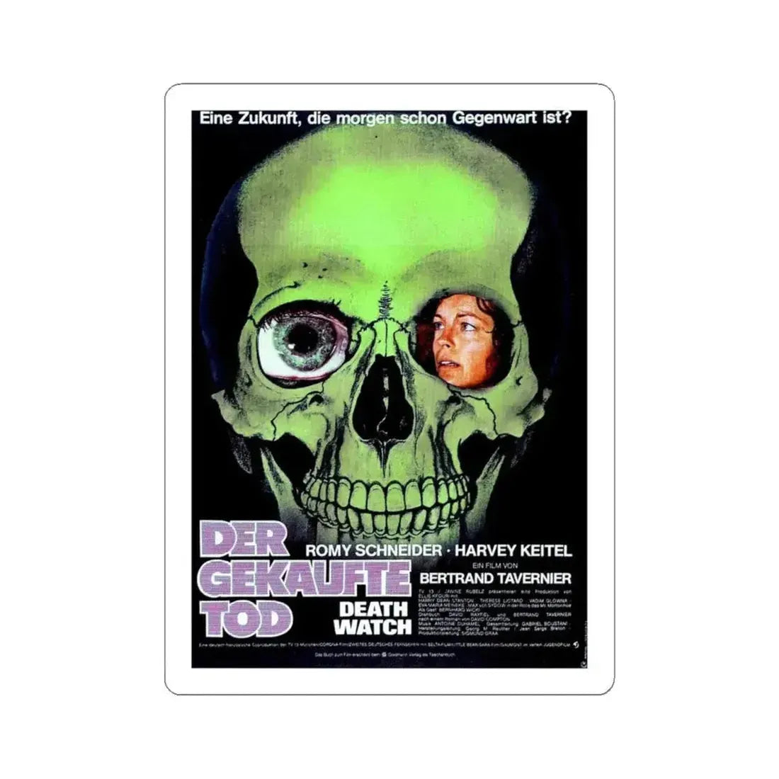 DEATH WATCH (GERMAN) 1980 Movie Poster - STICKER Vinyl Kiss-Cut Decal 4 Inch White - The Sticker Space