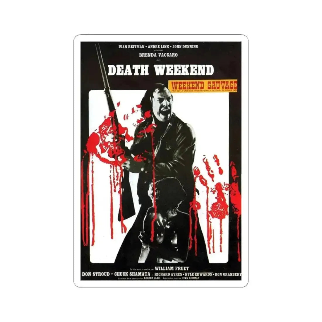 DEATH WEEKEND (HOUSE BY THE LAKE) 1976 Movie Poster - STICKER Vinyl Kiss-Cut Decal 3 Inch White - The Sticker Space