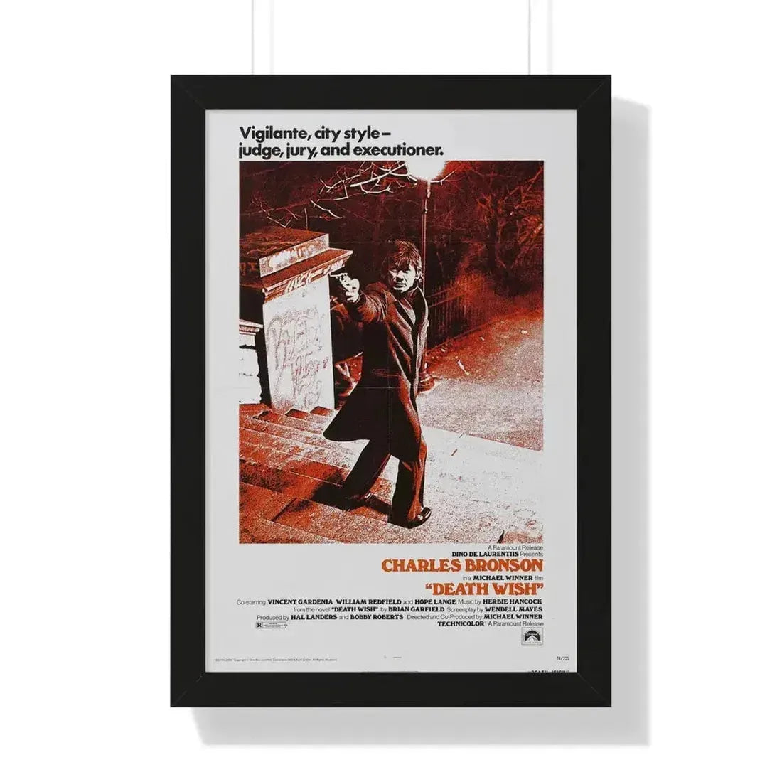 DEATH WISH 1974 - Framed Movie Poster 16″ x 24″ Black - The Sticker Space