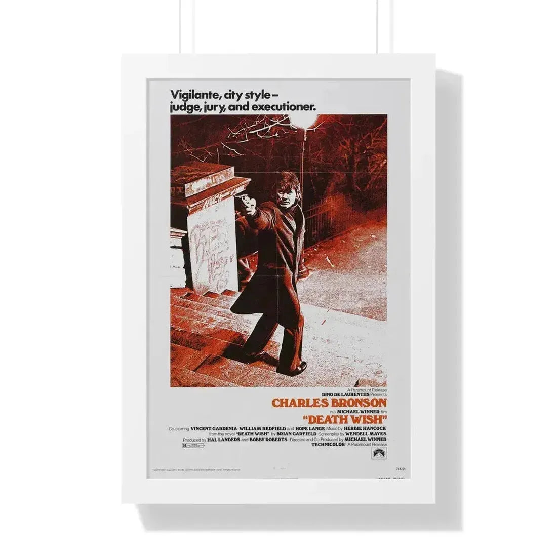 DEATH WISH 1974 - Framed Movie Poster 16″ x 24″ White - The Sticker Space