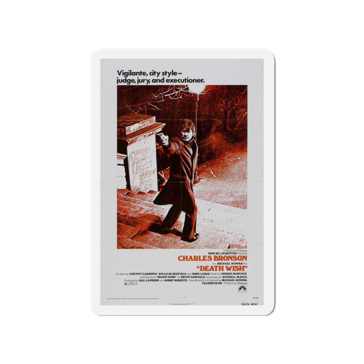 DEATH WISH 1974 Movie Poster - Die-Cut Magnet-3" x 3"-The Sticker Space