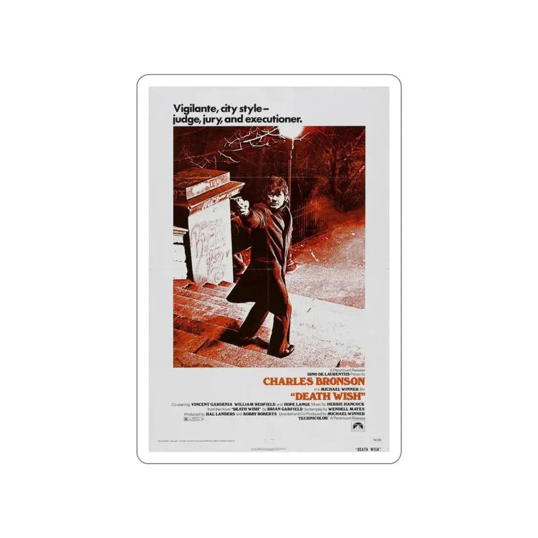 DEATH WISH 1974 Movie Poster STICKER Vinyl Die-Cut Decal 3 Inch - The Sticker Space