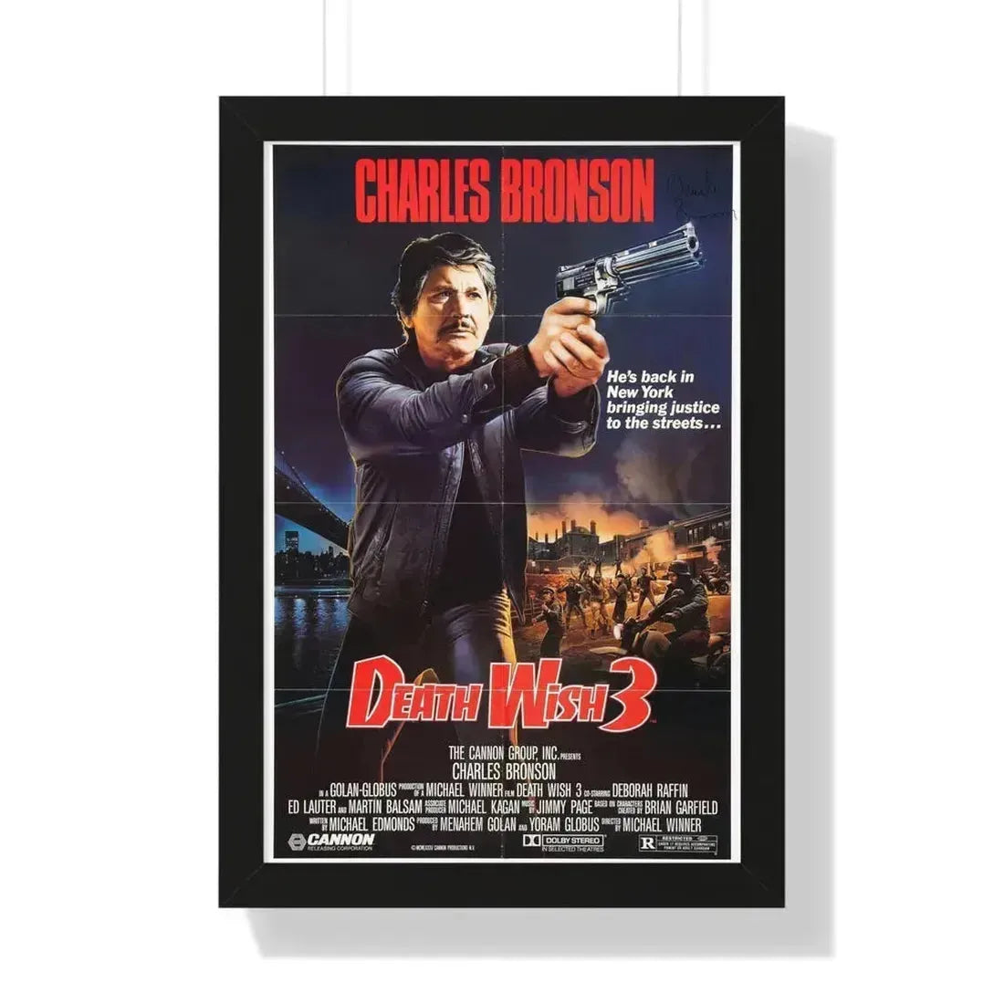 DEATH WISH 3 1985 - Framed Movie Poster 16″ x 24″ Black - The Sticker Space