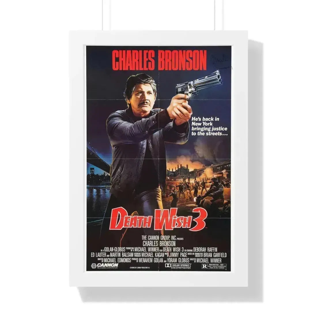 DEATH WISH 3 1985 - Framed Movie Poster 16″ x 24″ White - The Sticker Space