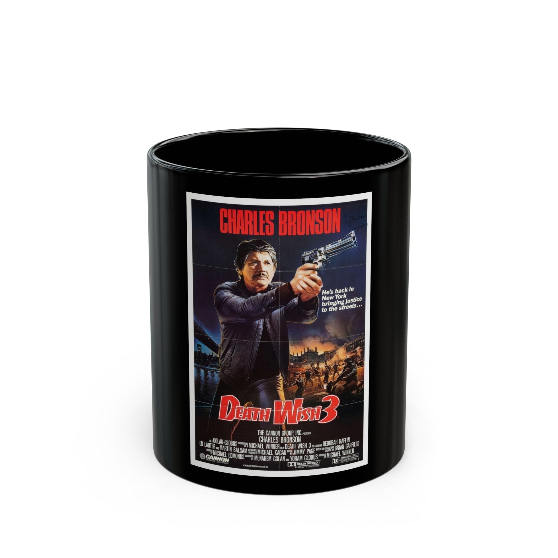 DEATH WISH 3 1985 Movie Poster - Black Coffee Mug-11oz-The Sticker Space