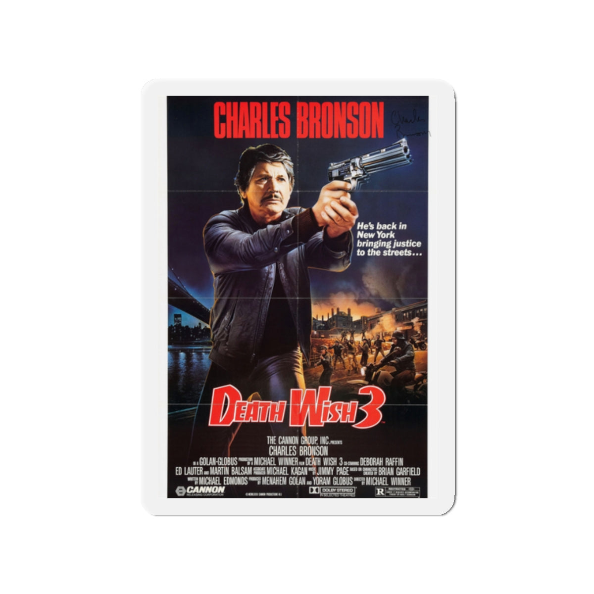 DEATH WISH 3 1985 Movie Poster - Die-Cut Magnet-2" x 2"-The Sticker Space