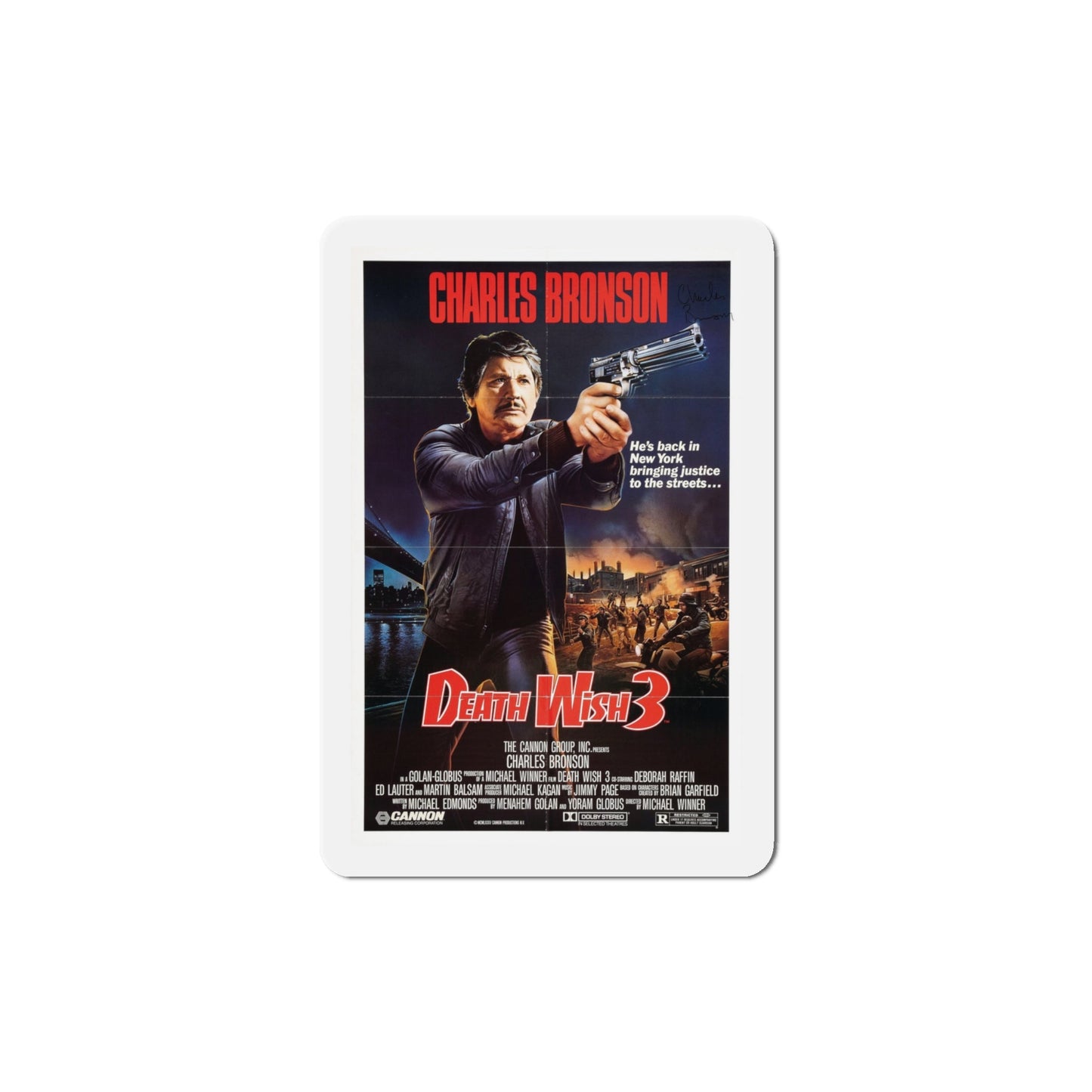 Death Wish 3 1985 Movie Poster Die-Cut Magnet-4" x 4"-The Sticker Space