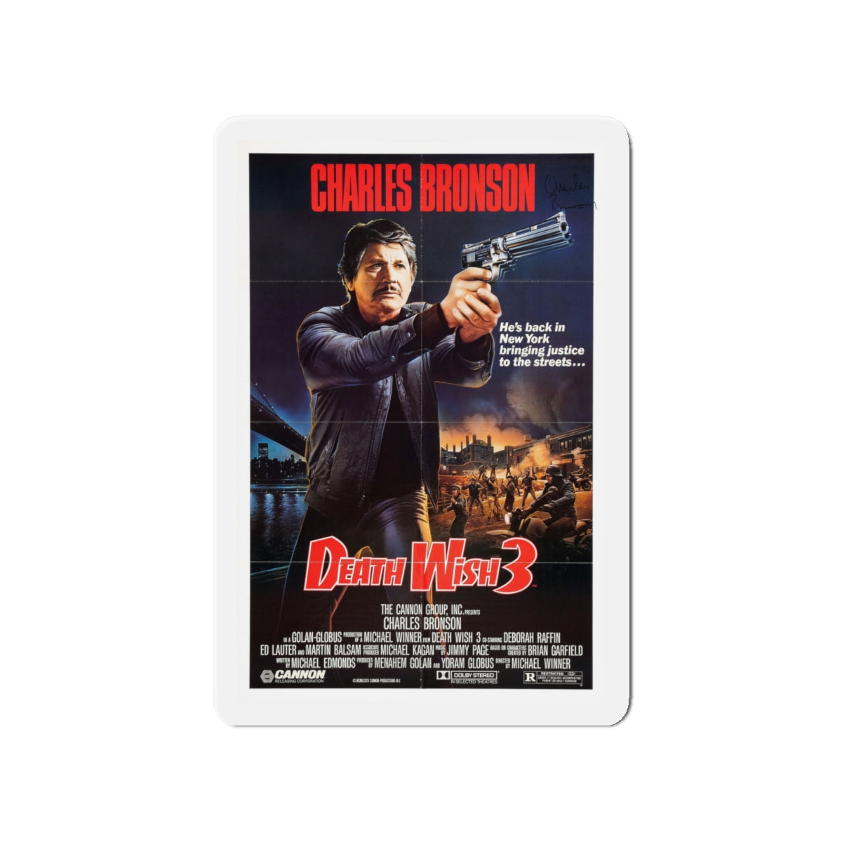 DEATH WISH 3 1985 Movie Poster - Die-Cut Magnet-4" x 4"-The Sticker Space