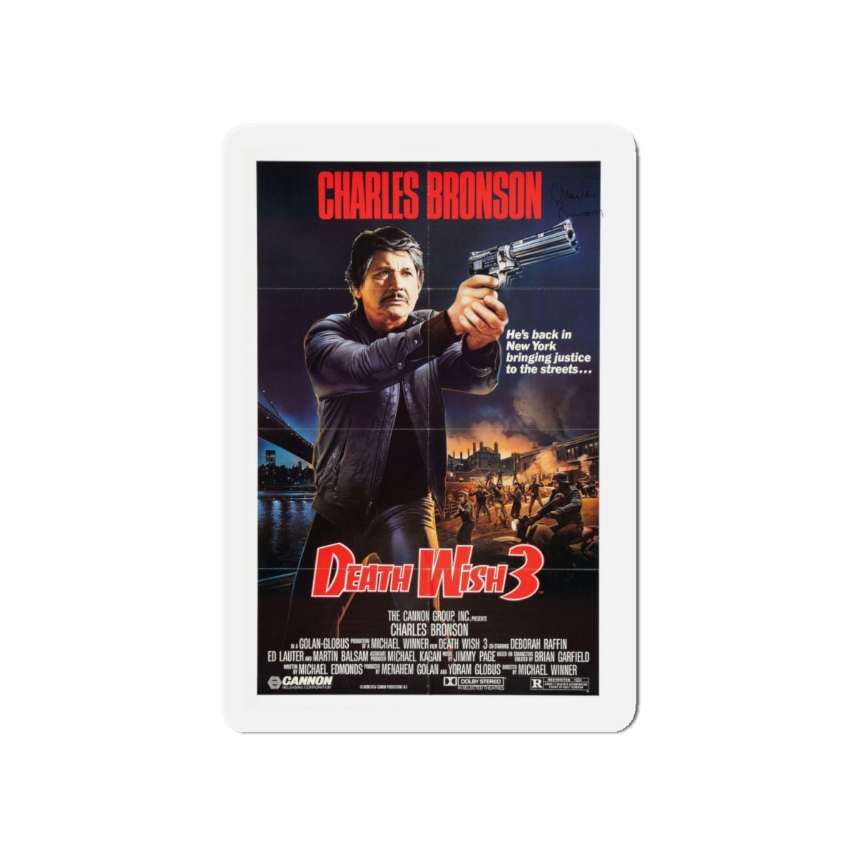 DEATH WISH 3 1985 Movie Poster - Die-Cut Magnet-5" x 5"-The Sticker Space