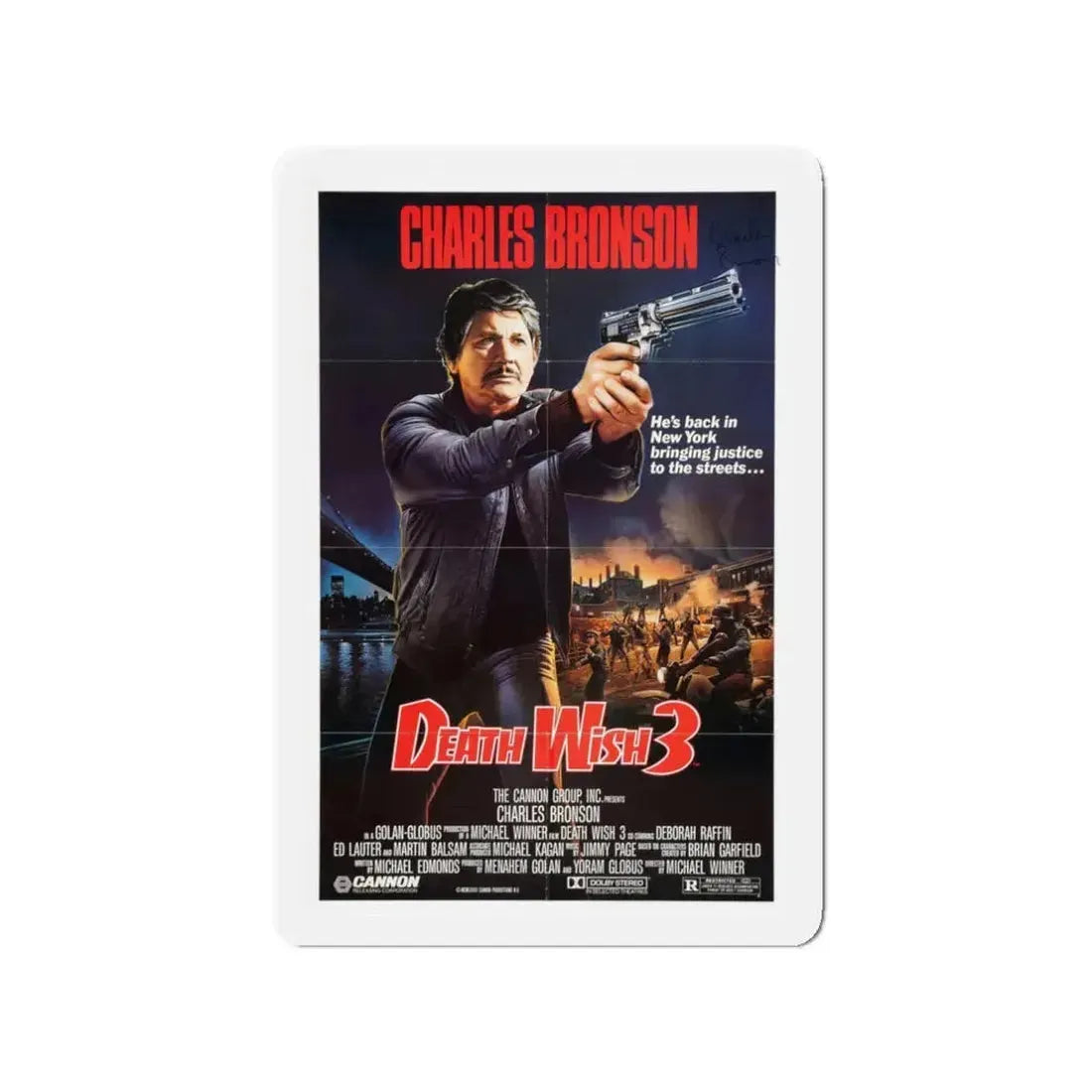DEATH WISH 3 1985 Movie Poster - Refrigerator Magnet 3 Inch - The Sticker Space
