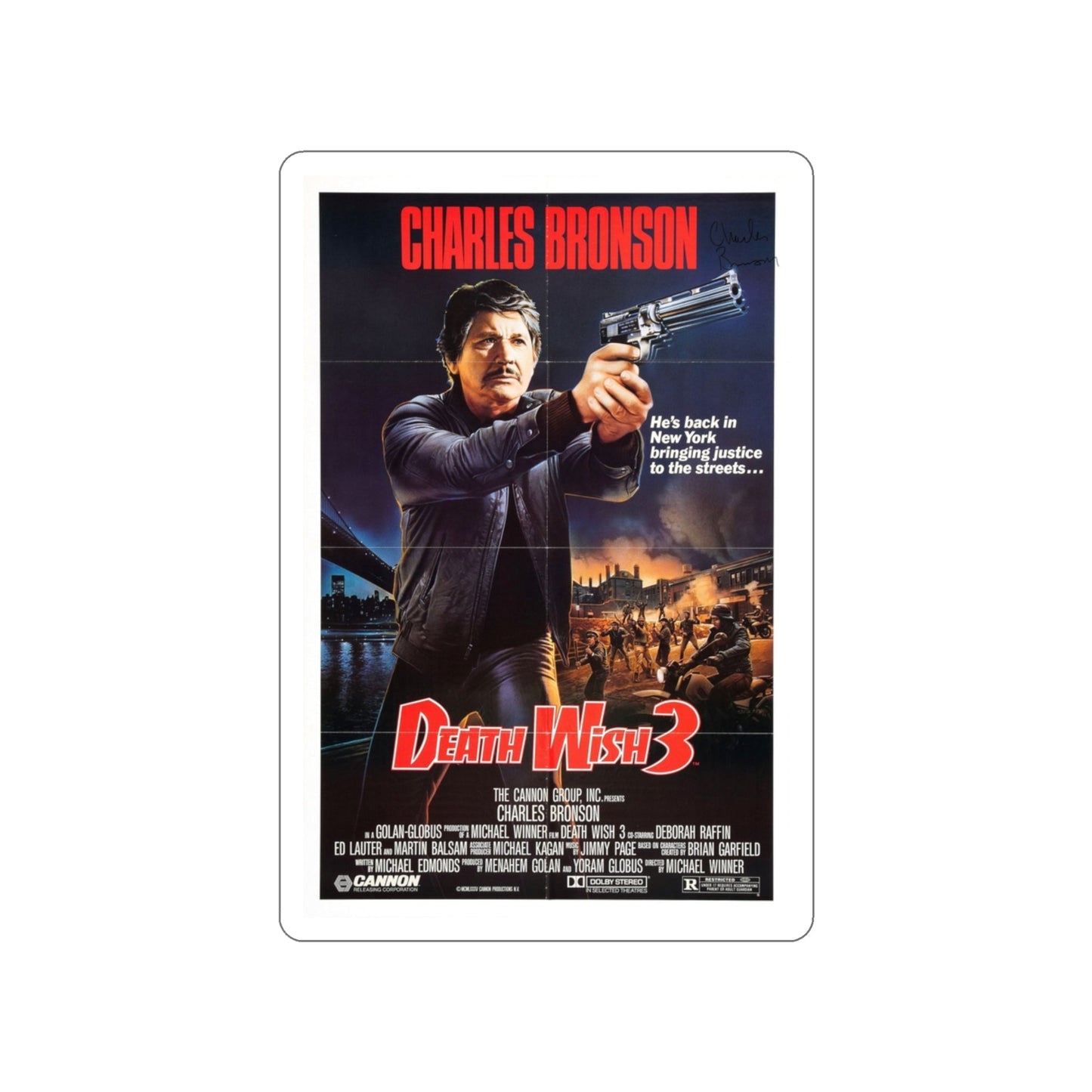 DEATH WISH 3 1985 Movie Poster STICKER Vinyl Die-Cut Decal-3 Inch-The Sticker Space