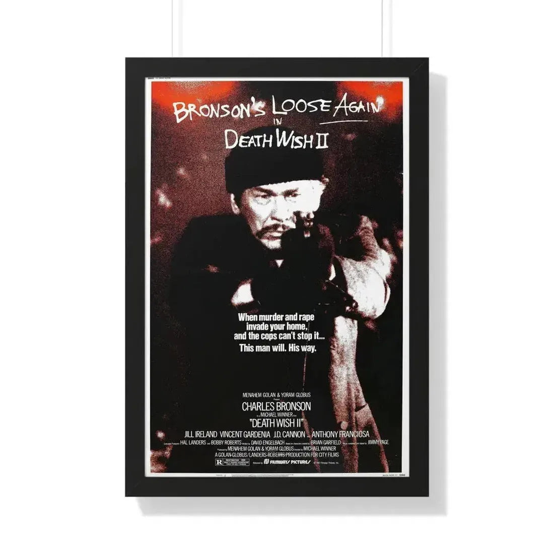 DEATH WISH II 1982 - Framed Movie Poster 20" x 30" Black - The Sticker Space
