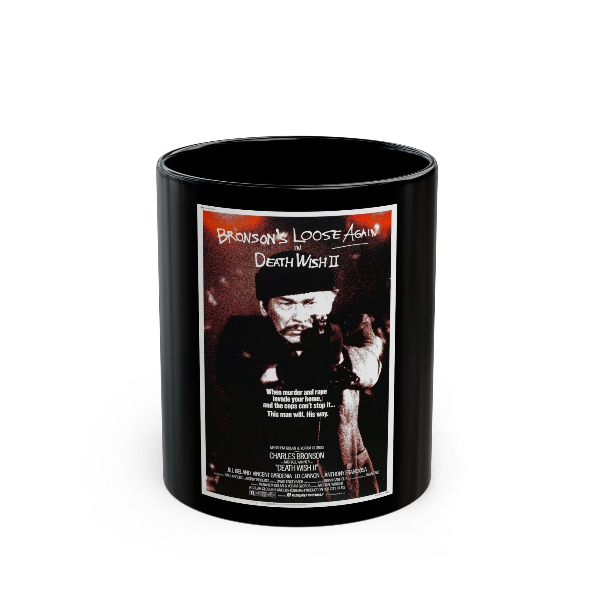 DEATH WISH II 1982 Movie Poster - Black Coffee Mug-11oz-The Sticker Space