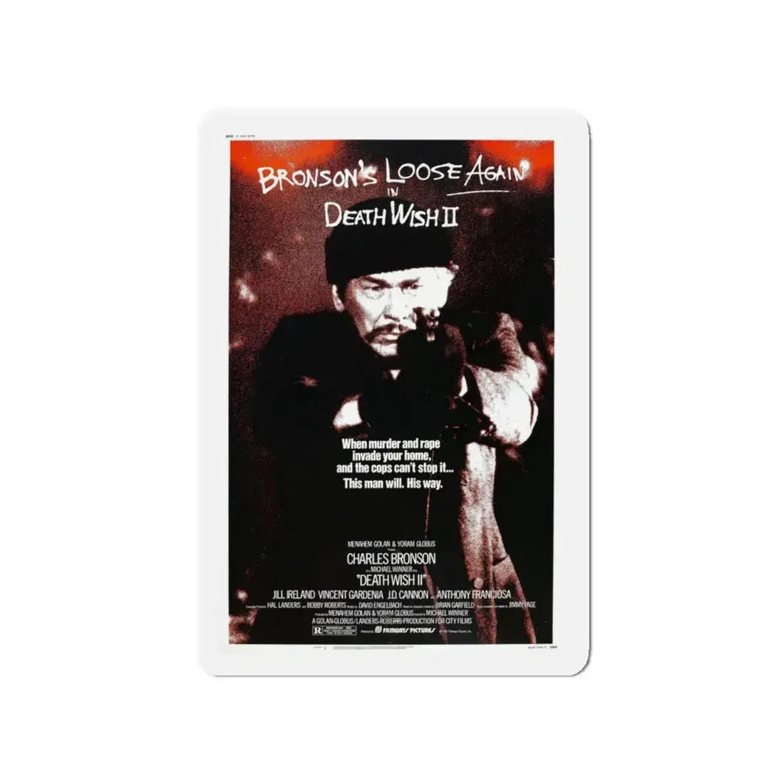 DEATH WISH II 1982 Movie Poster - Refrigerator Magnet 4 Inch - The Sticker Space