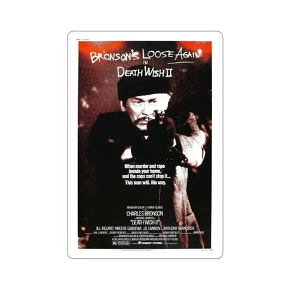 DEATH WISH II 1982 Movie Poster - STICKER Vinyl Kiss-Cut Decal 4 Inch White - The Sticker Space