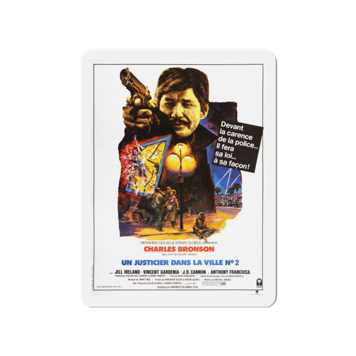 DEATH WISH II (FRENCH) 1982 Movie Poster - Die-Cut Magnet-4" x 4"-The Sticker Space