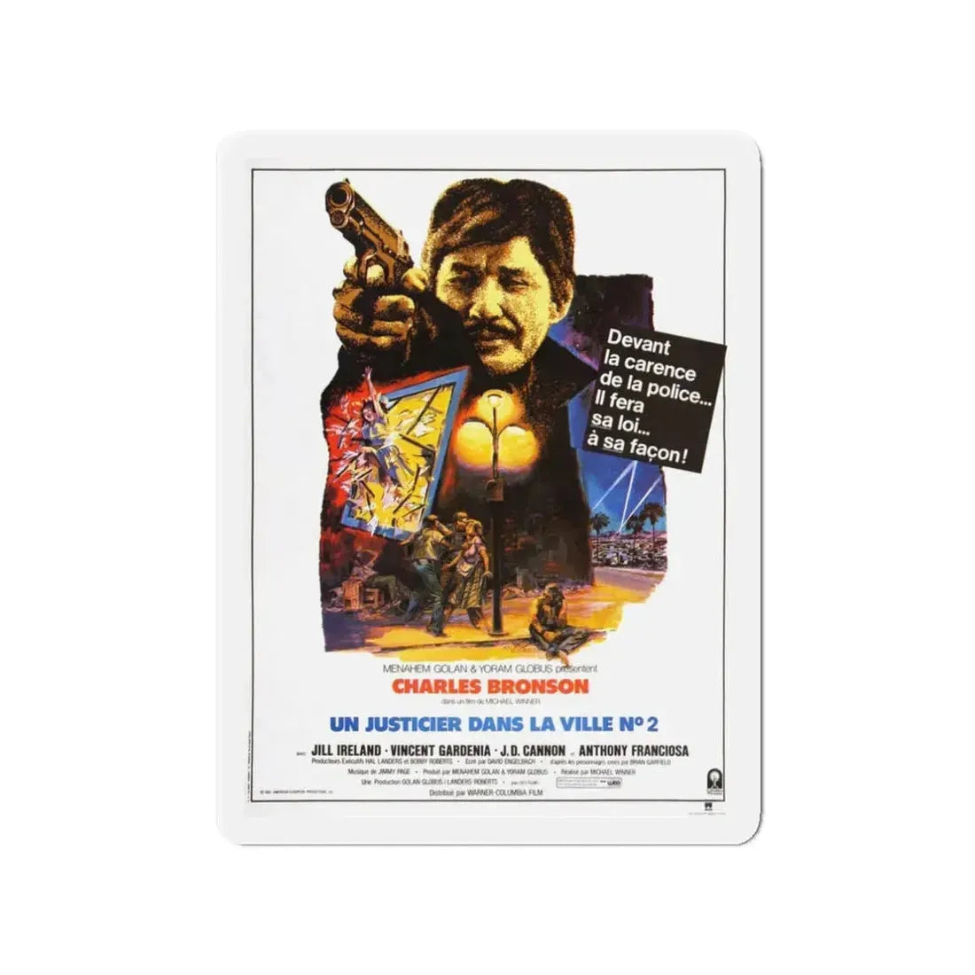 DEATH WISH II (FRENCH) 1982 Movie Poster - Refrigerator Magnet 3 Inch - The Sticker Space